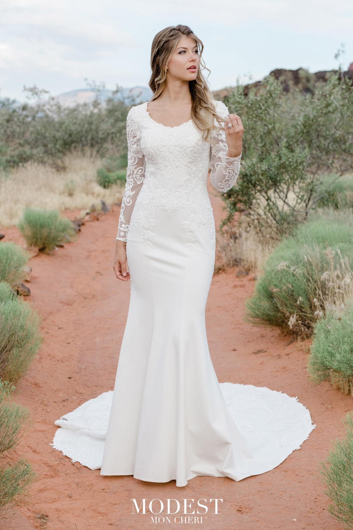 TR12023 Modest Wedding Dress Long Lace ...